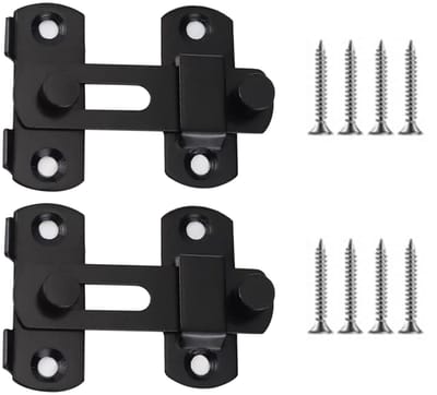 Dailygoods- Schuifslot Zwart - Deurgrendel - Roestvrij Stalen Vergrendelingsslot - Veiligheidsdeurgrendel - 2 Stuks - 7 × 5 × 1,4 cm