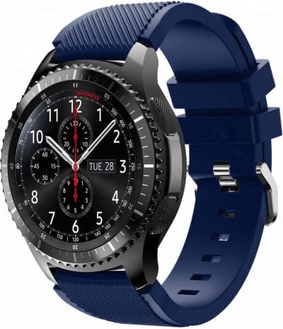 Cadorabo TPU bandje met metalen gesp 20mm geschikt voor Samsung Galaxy Watch 42mm / 3 / 4 / 5 in BLAUW - Vervangingsmanchet geschikt voor Huawei Watch 2 geschikt voor Nokia Steel geschikt voor LG Watch Sport enz.