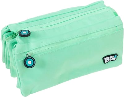 Etui met vier vakken - Opbergtasje Pennenbakje - School en Kantoor - Praktische draagstrip - 23 x 12 cm - Mintgroen