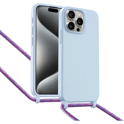 ShieldCase Hoesje met telefoonkoord (paars) geschikt voor iPhone 15 Pro - Telefoonhoesje met koord - Beschermende case - Slanke cover