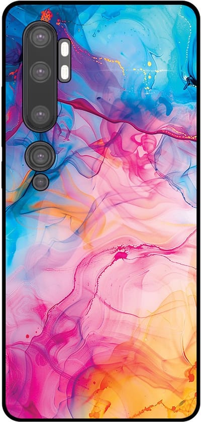 Smartphonica Telefoonhoesje Geschikt voor Xiaomi Mi Note 10 / 10 Pro met Regenboog Acryl Marmer Opdruk - TPU Backcover Case Rainbow Acrylic Marble Design geschikt voor Xiaomi Mi Note 10;Xiaomi Mi Note 10 Pro