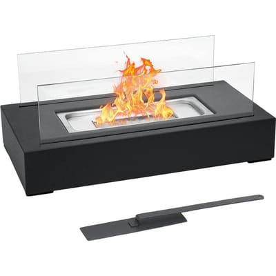 Binnen tafel vuurkorf Uw draagbare binnen buiten vuurkorf met dansende vlammen Modern design en zwart