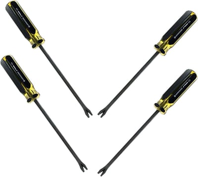 Nietjesverwijderaar Set - Tack Puller Gereedschap - Meubels Repareren - Gebogen Klauwuiteinde - 4 Stuks 250 mm - Geel Zwart