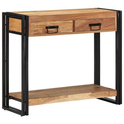 vidaXL - Wandtafel - met - lade - Bruin - 90 - x - 33 - x - 75 - cm - Massief - Acacia - Hout