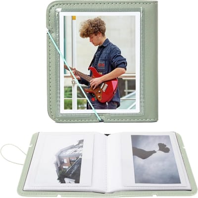 Fotoalbum voor Fujifilm Instax Wide en Polaroid, 28 Compartimenten, PU Leer, 3.4x4.3 Inch Film, Perfect voor Herinneringen en Foto's