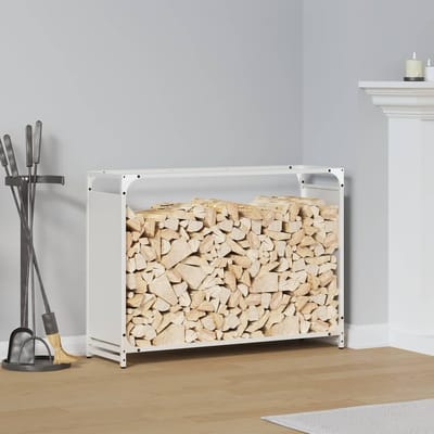 vidaXL - Brandhoutrek - 90x28x65 - cm - koudgewalst - staal - wit