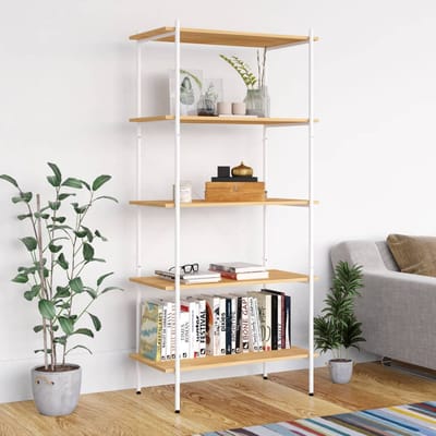 vidaXL - Opbergrek - 5-laags - 80x40x163 - cm - wit - en - eikenkleurig