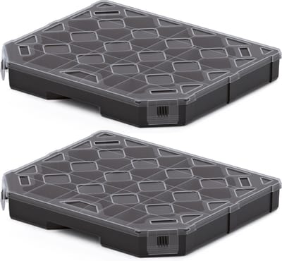 Kistenberg Sorteerbox/vakjes koffer - 2x - 14 vaks - kunststof - zwart - 28 x 24 x 4 cm