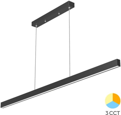 Braytron - LED Hanglamp Lina Line - 30W 3000lm - CCT 3000K/4000K/6000K - 120cm - Mat zwart