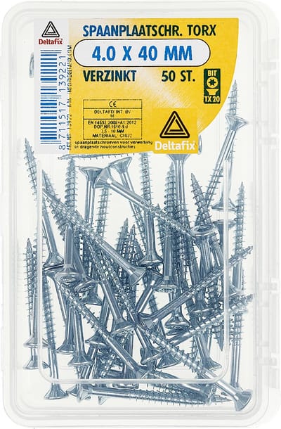 Deltafix spaanplaatschroef platkop / torx / met nibs / type 17 snijpunt verzinkt 4.0 x 40 mm 50 st.