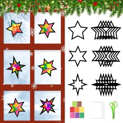 Kerstdecoratie voor het raam: 15 stuks sterren vensterbeelden voor een feestelijke sfeer binnen