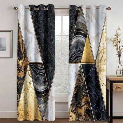 Kant-en-klaar Abstract Marmer Blauw Goud Design Goedkoop Modern Dun 2 Stuks Gordijnen voor Woonkamer Slaapkamer Raam Draperie Huisdecoratie 50W130H(CM) 2PCS&Grommet Top gray