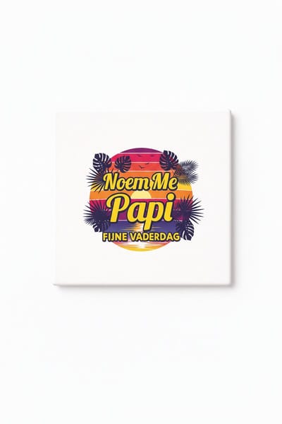 Grappige Opa Vaderdag Tegel – “Noem Me Papi” Tropisch Retro Design – Keramische Decoratieve Tegel Cadeau voor Opa