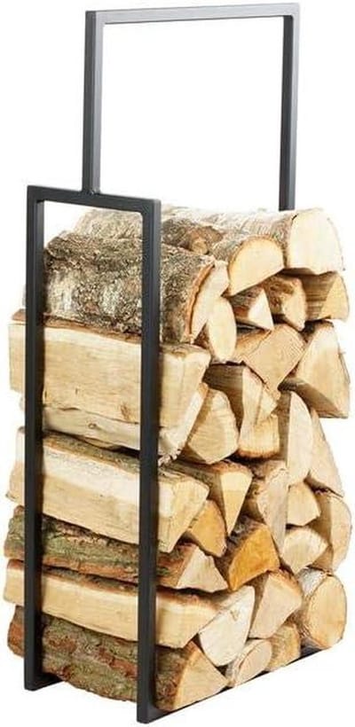 Houtrek - Brandhout opslag - Haardhout bewaren - Open luchtcirculatie - 50x20x90 cm - Zwart