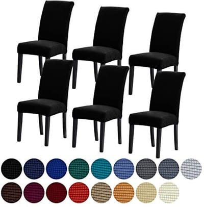 Stretch stoelhoezen voor eetkamerstoelen, set van 6, afneembaar en wasbaar, stoelbeschermer voor interieur