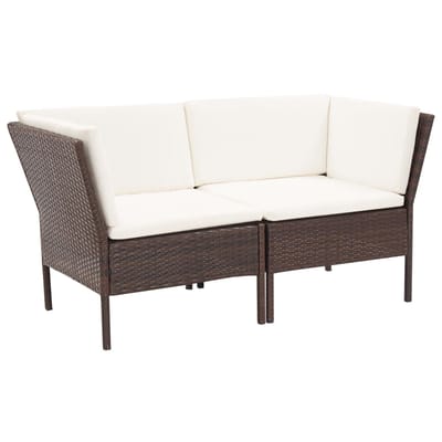 vidaXL - 6-delige - Loungeset - met - kussens - poly - rattan - bruin