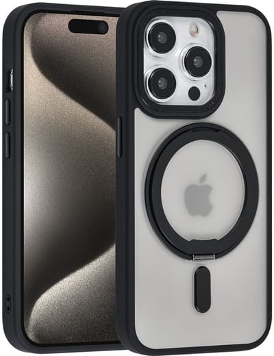 UNIQ Accessory Back Cover - Zwart voor Apple iPhone 15 Pro - Inclusief MagSafe-ring & stand