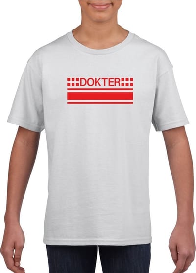 Dokter logo wit shirt voor kinderen - Hulpdiensten verkleedkleding 110/116