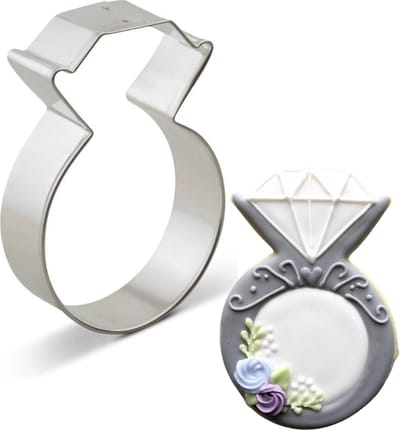 Bruiloft Koekjes Uitsteekvorm: Trouwring/Verlovingsring met Diamant - Cookie Cutter Metaal Ring voor Huwelijk