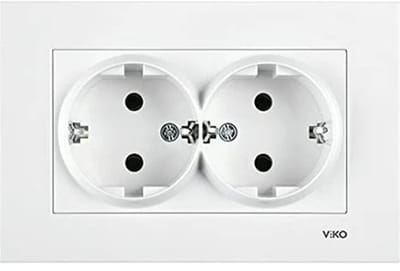 2 stuks dubbel Wandcontactdoos - Stopcontact Inbouw (Dubbel)-WIT-Randaarde- met Afdekraam-Panasonic Vico