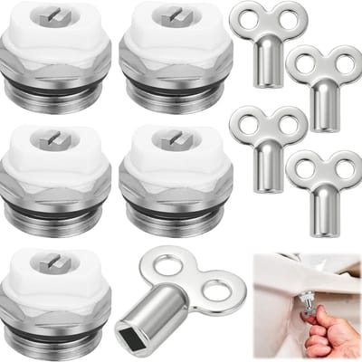 longziming - Radiator Ontluchtingsventiel - Heizkörper Ontluchter 1/2 Inch - Handbediend Ventiel - Snelle Luchtverwijdering - Lekdichte Afdichting - Vernikkeld Messing - Corrosiebestendig - Voor Centrale Verwarming - 5 Stuks