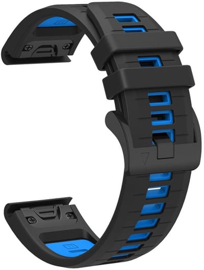 Siliconen bandje - geschikt voor Garmin Fenix 3 / 5X / 5X Plus / 6X / 6X Pro / 7X / 7X Pro / 8 (51 mm) / Quatix 3 / 6X / Tactix (7) / Enduro (2) / Descent Mk1 / Mk2(i) / Mk3i 51 mm / D2 / Epix Pro Gen 2 51 mm - zwart-blauw