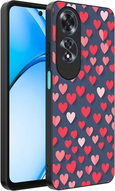 Smartphonica Telefoonhoesje Geschikt voor Oppo A60 met Roze en Rode Hartjes Opdruk - TPU Backcover Case With Rosé and Red Heart Design geschikt voor Oppo A60