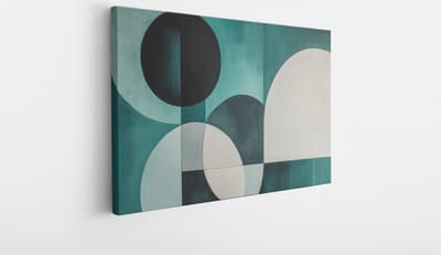 Saammp Canvas Schilderij - blauw cirkelvormig - Abstract kunstwerk - 30x20 - Foto op canvas - Wanddecoratie - Muurdecoratie Woonkamer - Slaapkamer decoratie - Canvas Print