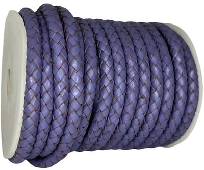 Gevlochten Leren Koord Rond, 5 m x 6 mm - Rond Gevlochten Lederen Koord, Voor Halskettingen, Armbanden, Sieraden, Knutselkralen en Veters (Violet)