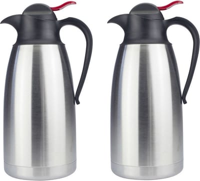 Benson Thermoskan - 2x stuks - 1.1 liter - RVS - koffiekan / theekan - zilver