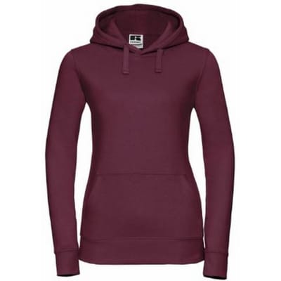 Russell Dames Premium Authentieke Hoodie (3-Lagen Stof) (Bourgondië)