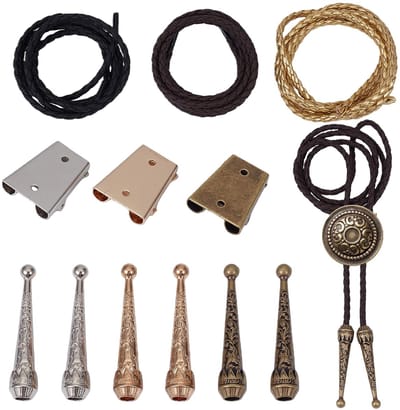 Allecto - Bolo Tie Maakset - Compleet met 6 Zink Legering Eindstukken - Inclusief Leer Koorden - Creatieve DIY Set - Handgemaakt en Uniek - Gesch
