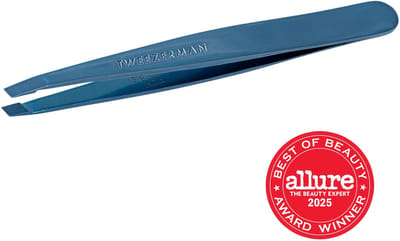 Tweezerman Slant Tweezer Classic Bell Bottom Blue – Wenkbrauw Pincet - Professioneel Precisie Pincet Met Schuine Punt – Voor Epileren En Haartjes Verwijderen – Roestvrij Staal – Geschikt Voor Fijne En Stugge Haren – Epileer Pincet Voor Wenkbrauwen