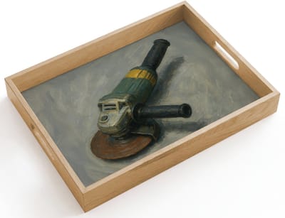 Dienblad hout 40x30 cm - Schootdienblad - Haakse slijper - Schilderij - Gereedschap - Borrelplank rechthoek - Plateau dienbladen