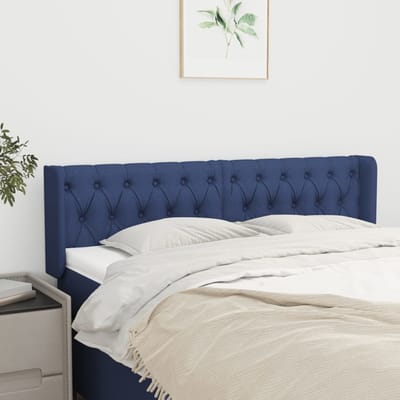vidaXL - Hoofdbord - met - randen - 147x16x78/88 - cm - stof - blauw