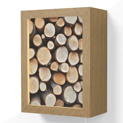 Wandlamp 15x20 cm - Oplaadbaar - Hout - Boomstammen - Textuur - Wandlampen binnen woonkamer - Slaapkamer lamp met kabel - Decoratieve nachtlamp - Vloerlamp snoer