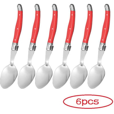 6 stuks Laguiole Dinerlepel 8'' Roestvrij Staal Lange handvat Tafel Lepels Wit Bestek Zwart Grote Serveer Schep Set Eetgerei