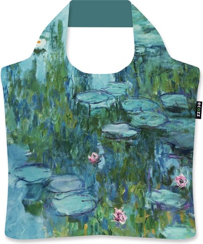 Ecozz - Claude Monet - Waterlelies - Waterlilies - 100% gerecycled (rPet) – Öko-Tex - Voorzien van rits - Afsluitbaar - Opvouwbare boodschappentas - Waterresistant – Shopper - Ecovriendelijk - Duurzaam - Ecoshopper
