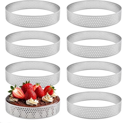 Set van 8 roestvrijstalen dessertringen van 10 cm, ideaal voor mousse, taarten en bakcreaties