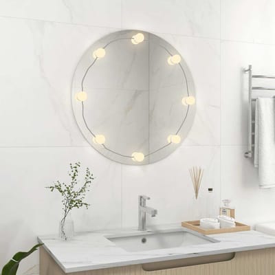 vidaXL - Wandspiegel - met - LED-lampen - rond - glas