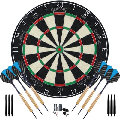 Dragon Darts Classic 180 Dartbord - met 6 Dartpijlen en Accessoires - Essential Gold Set - Dart Flights - Dart Shafts