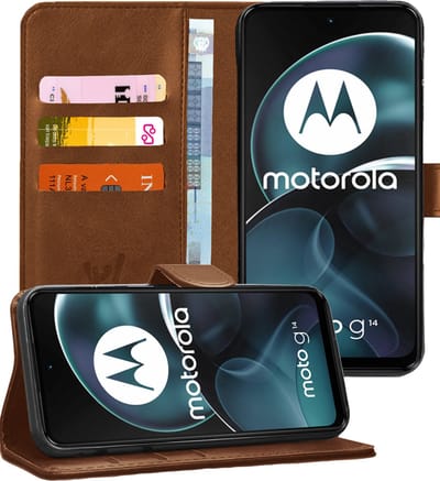 Hoesje geschikt voor Motorola Moto G14 - Portemonnee Book Case Bruin