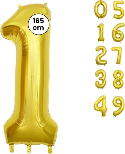 Fienosa Cijfer Ballonnen nummer 1 - Goud - 165 cm - Helium Ballon - Verjaardag ballon - Verjaardag versiering - Leeftijd verjaardag - Verjaardagsballon - Verjaardag