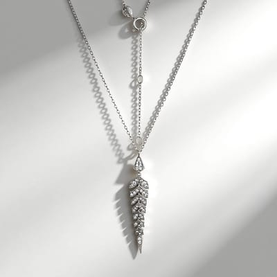 Cavill - Elegante Zilveren Halsketting 925 Sterling Zilver met 41 Nigeriaanse Zirkonia's 0,321 ct – Verstelbare Chique Ketting voor Dames