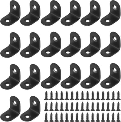20 Sets 20mm Zwarte L-Beugels voor Hoekverbindingen - Ideaal voor Meubels, Boekenplanken en Raamconstructies