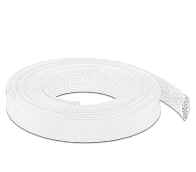 Polyester kabelsleeve | rekbaar | 19mm | wit | 5 meter