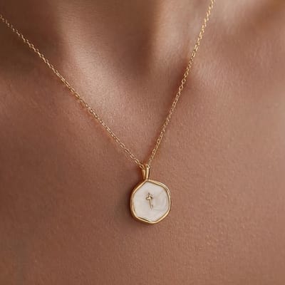 VANDAAG VERZONDEN - Ketting - Kruis - Goud - Christelijk - Jezus - Natuursteen - Wit Goud