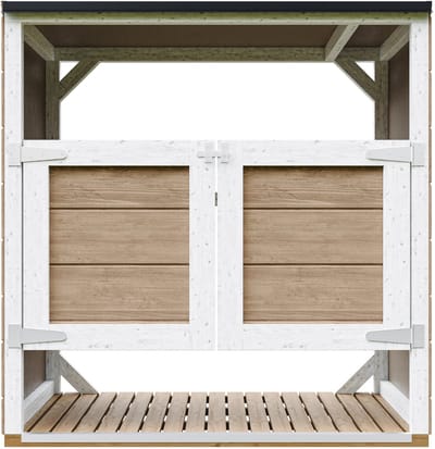 Timbela M980A-TERRA BROWN - LP SmartSide Kliko ombouw - 2x240L - met deuren - container ombouw hout