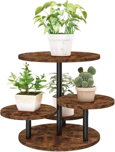 Etagere Cupcakestandaard - Dessert Display Dienblad - Desserts Presenteren - 360 Graden Draaibaar - 4 Lagen - Houtkleur
