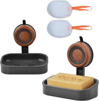 Praktische Zeepdispenser met Afvoer voor Badkamer, Wandmontage en Zuignap voor Douche, Ideaal voor Keuken en Badkamer zonder Boren
